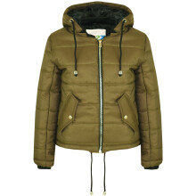 (7-8 Years, Olive) Girls Cropped Padded Puffer Bubble Hooded Coats