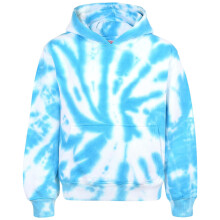 (5-6 Years, Tie Dye Blue) Girls Boys Sweat Shirt Tops Plain Hooded 2-13