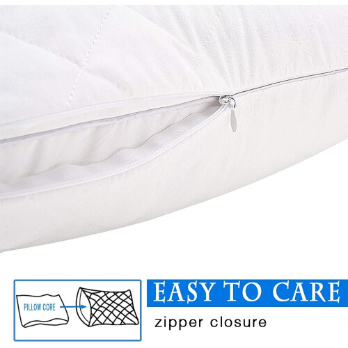 Pillow Protectors 4 Pack Quilted Microfiber Covers - Ultra Soft 2