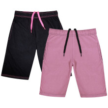 (13 Years, Black/Baby Pink 2 Pack) Girls Casual Summer Chino Shorts Knee Length