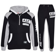 (5-6 Years, Black) Boys Girls Zipped Jogging Suit Tracksuit 5-13