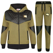 (9-10 Years, Khaki) Girls Khaki A2Z Project Top Bottom Tracksuit
