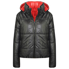 (7-8 Years, Black) Girls Reversible Hooded Padded Puffer Black Jacket