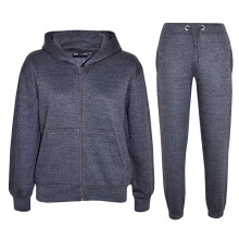 (7-8 Years, Charcoal) Unisex Plain Hoodie with Joggers Jogging Sweatpant
