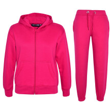 (11-12 Years, Pink) Unisex Plain Hoodie with Joggers Jogging Sweatpant