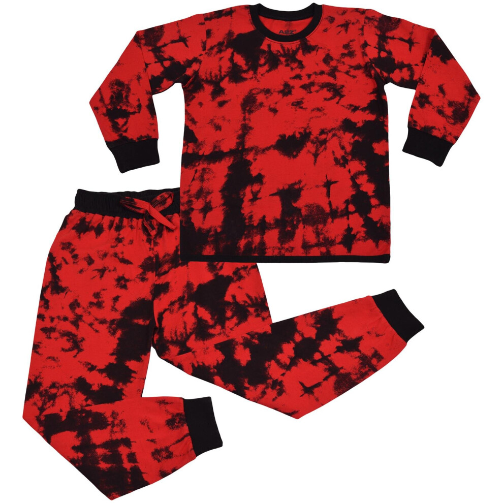 (7-8 Years, 163 Red) Girls Boys Pyjamas Children PJs 2 Piece Cotton Set