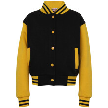 (13 Years, Black & Yellow) Unisex Baseball Contrast Jacket Varsity Style Coat