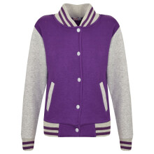 (7-8 Years, Purple & Grey) Unisex Baseball Contrast Jacket Varsity Style Coat