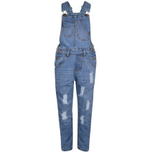 (9-10 Years, Light Blue) Girls Denim Dungaree Ripped Jeans Overall Jumpsuit