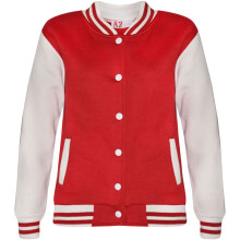 (11-12 Years, Red) Unisex Baseball Contrast Jacket Varsity Style Coat