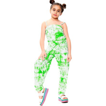 (9-10 Years, Neon Green) Girls Jumpsuit Tie Dye Print Playsuit Jumpsuits