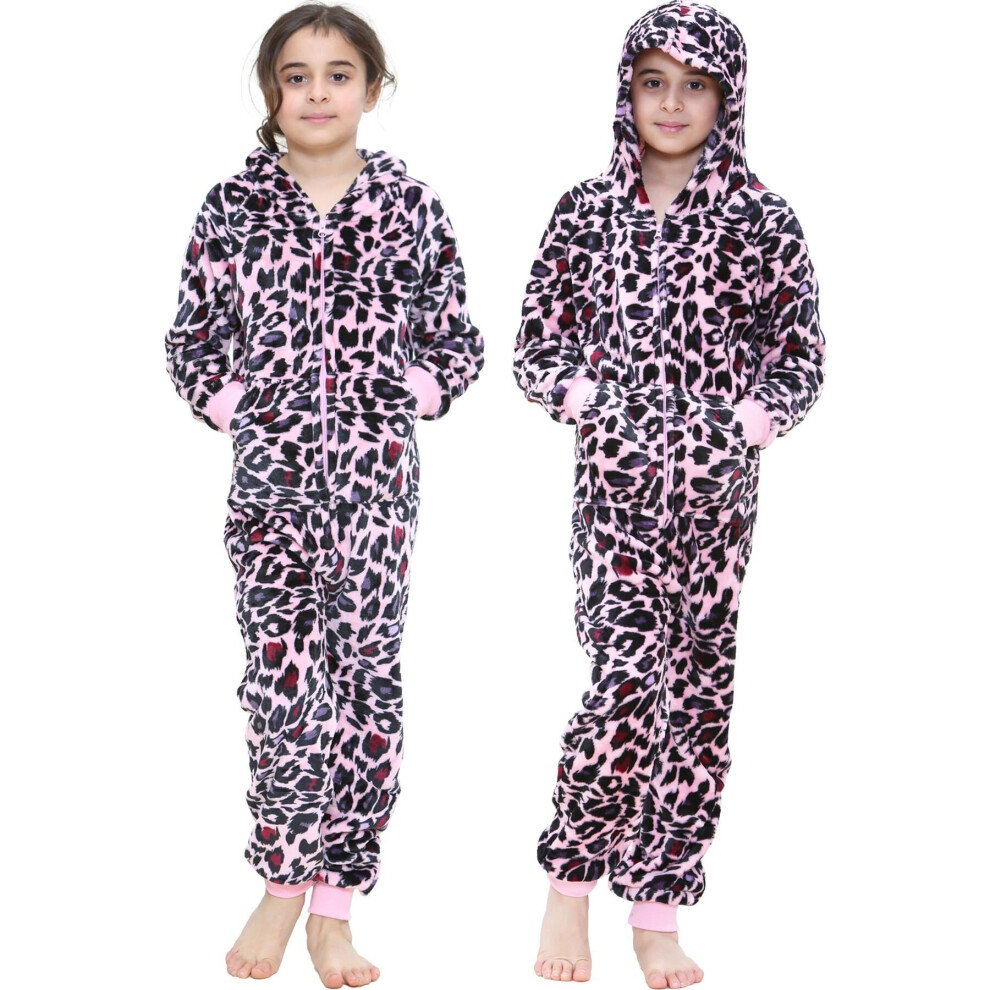 A2zkids (7-8 Years, Baby ) Kids Unisex Animal Onesie Pyjamas Sleepsuit Pink