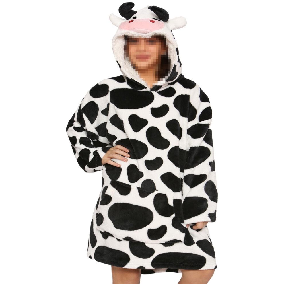 Unisex Oversized Hoodie Cow Snuggle Blanket