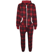 (13 Years, Red Tartan) Girls Onesie Tartan Print Jumpsuit Playsuit