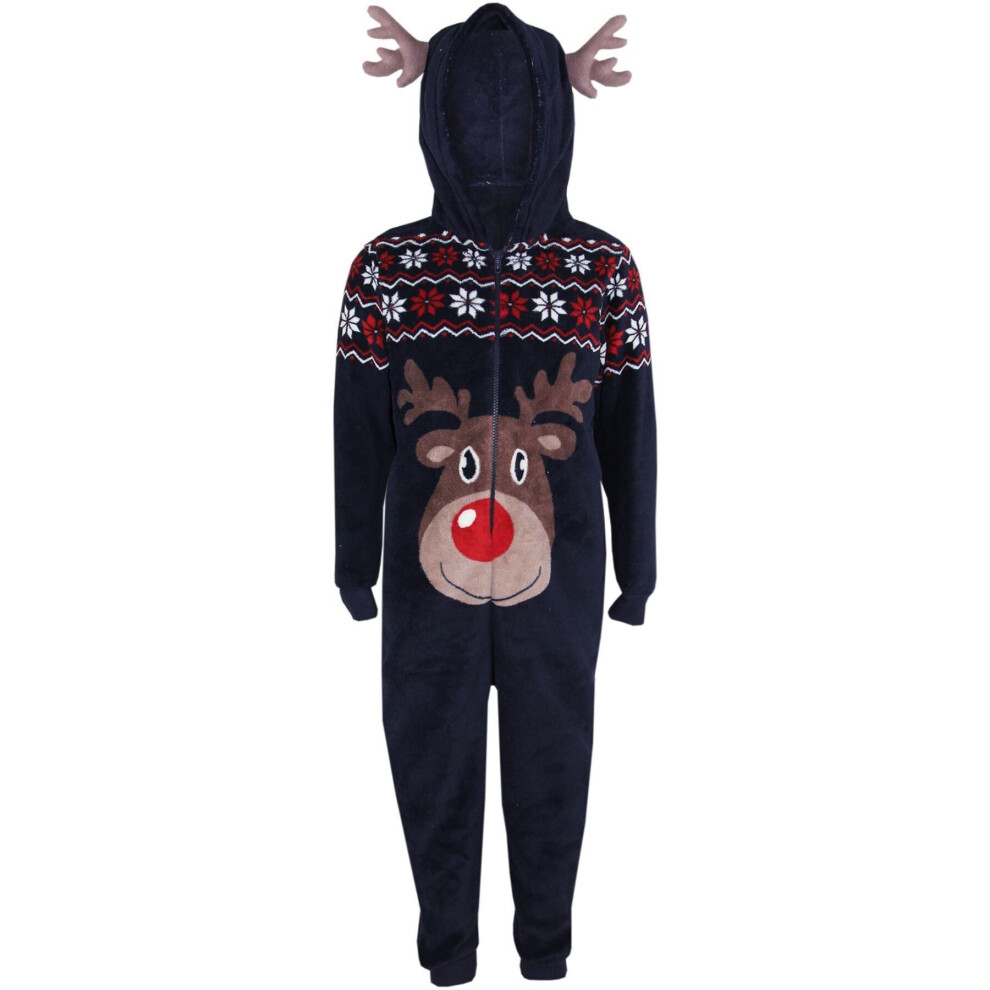 (6-7 Years, Reindeer) Kids Unisex Animal Onesie Pyjamas Sleepsuit
