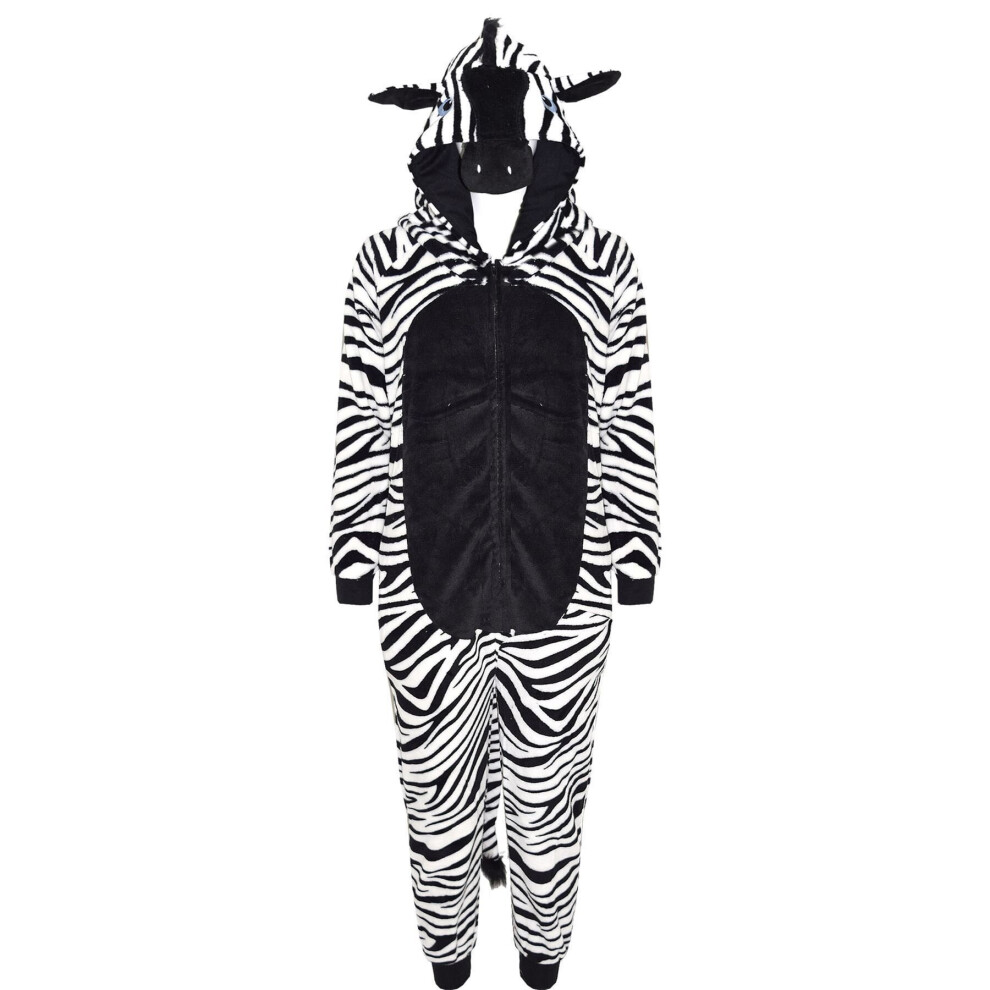 (9-10 Years, Zebar) Kids Unisex Animal Onesie Pyjamas Sleepsuit