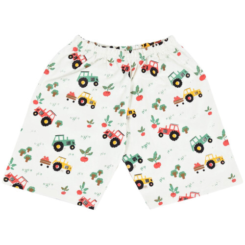 (13 Years, White) Unisex White Tractor Contrast Short Pyjamas Set 2
