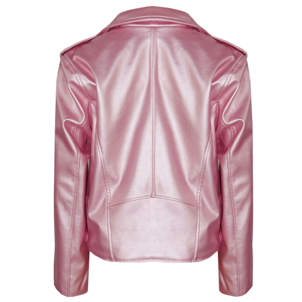 Pink leather jacket for baby girl best sale