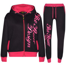 (5-6 Years, Black & Neon Pink) Girls The Power Design Black & Neon Pink Tracksuit