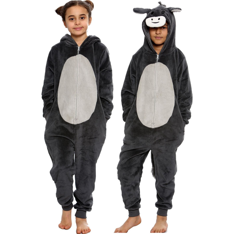 (7-8 Years, Donkey) Kids Unisex Animal Onesie Pyjamas Sleepsuit