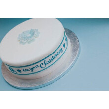 Top That Edible Decor Sheet Christening Baby Boy Border Ribbon - Perfect for Decorating Larger Cakes- Easy to Use