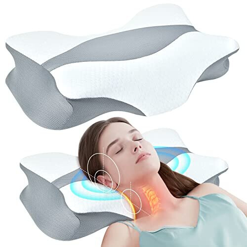 Cervical Pillow for Neck Pain Relief Sleeping - Memory Foam Side
