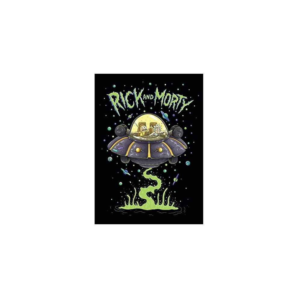 Rick and Morty Fleece Blanket - UFO Space Cruiser Design - Bed Throw Super Soft Blanket - 100 x 150cm