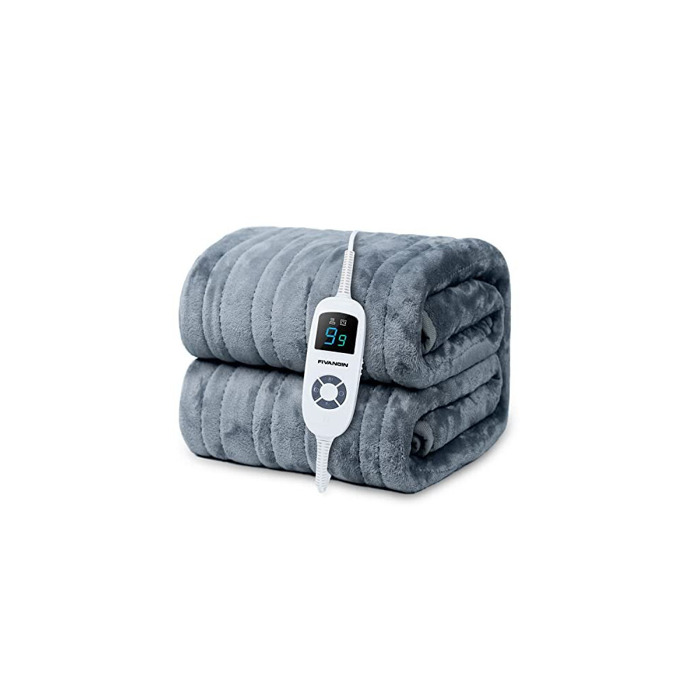 FIVANGIN Electric Throw Blanket, Electric Blanket Heated Throw - Thermostatic Control, Fast Heating, 9 Heating Levels, Flannel Fleece Material,