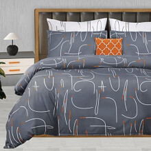 Pamposh Double Duvet Set Grey & White Bedding Double Bed Set Bedding Set 3 PCS With Pillowcases Ultra Soft Anti Allergic Non Iron Luxury Microfiber