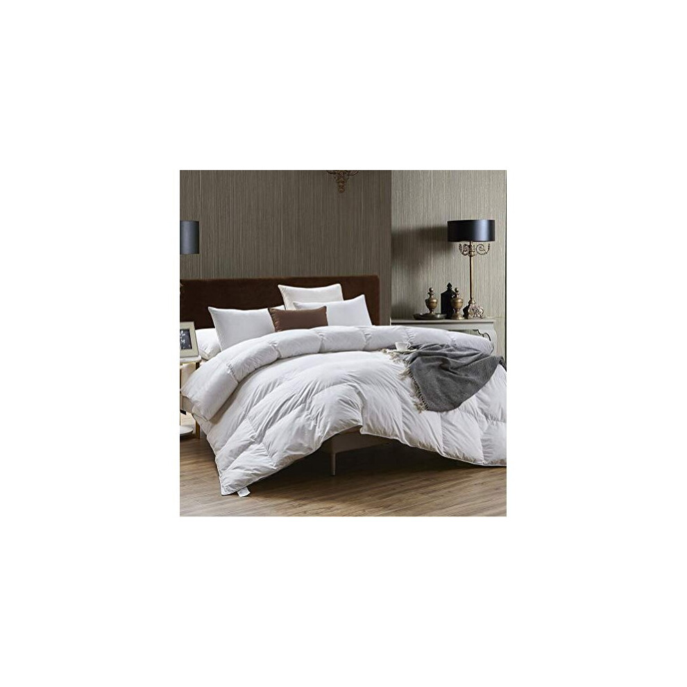 GOOSE Feather Down Quilt [SINGLE] 13.5 Tog Luxury Comforter Deluxe Duvet, Best Hotel Quality, Super Soft, Warm and Cosy, Anti Allergy, Computer