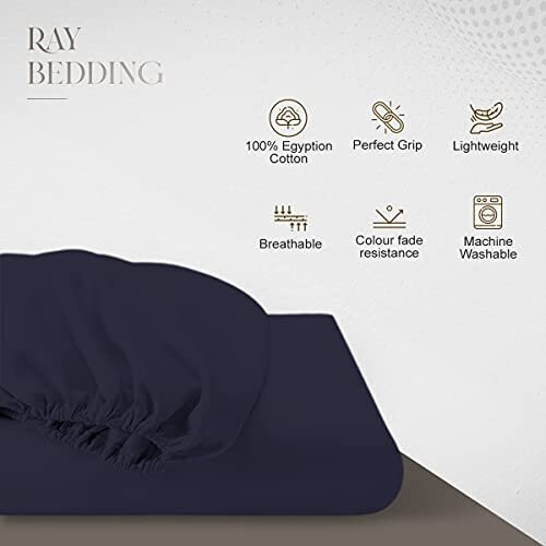 Ray Bedding Extra Deep Fitted Sheet Double 400 Thread Count 100% Egyptian Cotton Luxury Double Fitted Sheet with 35cm Extra Deep Pockets for Double 1