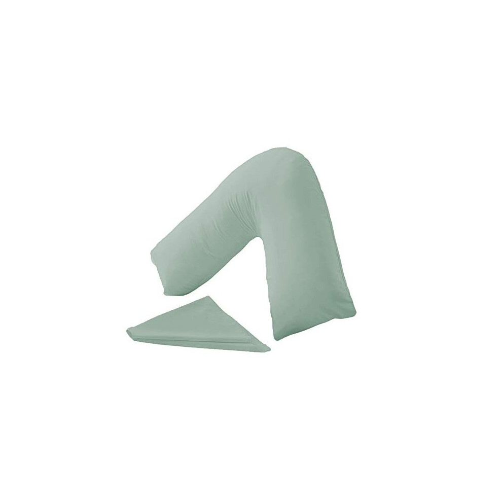 Homes-Linen V Shaped Polycotton Pillow Case Cover Nursing Pregnancy Maternity Orthopaedic Support Pillowcase (Duck Egg)
