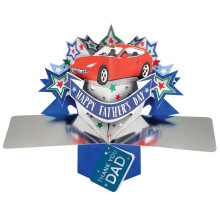 Happy Father's Day Thank You Dad Red Car Pop Up Card 3D Greeting Cards
