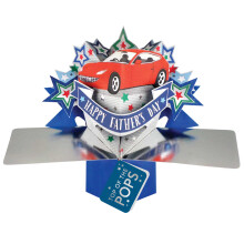 Happy Father's Day Top Of The Pops Red Car Pop Up Card 3D Greeting Cards
