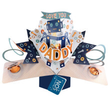 To A Wonderful Son Robot Daddy Pop Up Card Father's Day, Birthday, Any Occasion