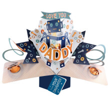 From Your Daughter Robot Daddy Pop Up Card Father's Day, Birthday, Any Occasion