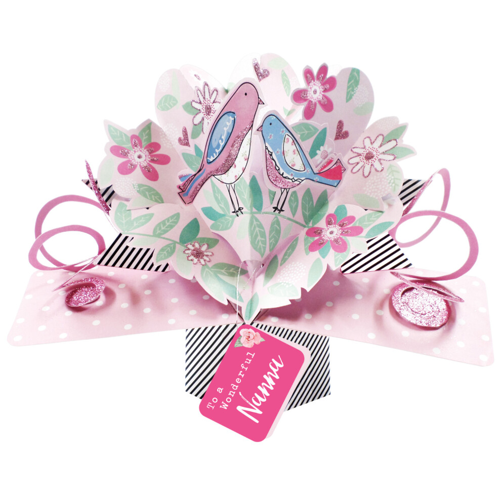 Second Nature Wonderful Nanna Pretty Birds Pop Up Card Mother's Day, Birthday, Any Occasion