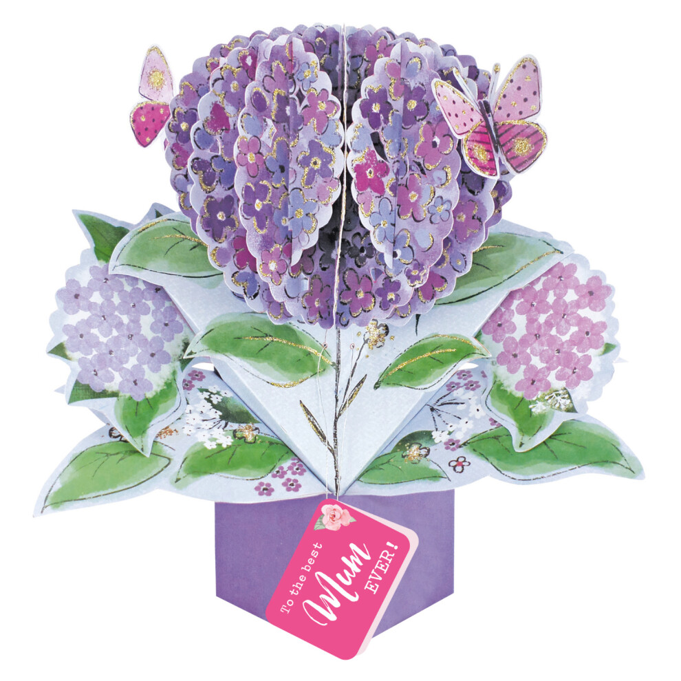 To The Best Mum Ever Hydrangea Pop Up Card Mother's Day, Birthday, Any Occasion