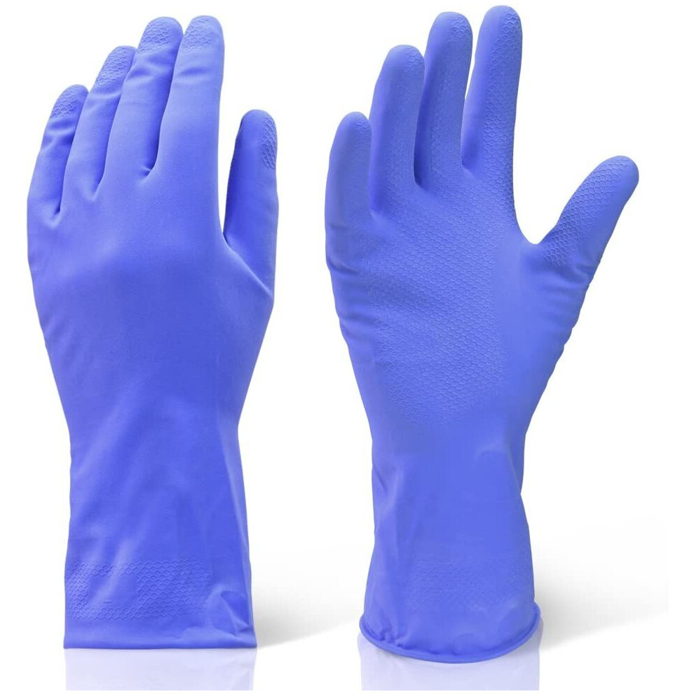 2 Pairs Of Small Blue Industrial Cleaning & Washing Up Rubber Gloves. Comes With TCH Anti-Bacterial Pen!-image-OPC-PB9QGW7-NEW