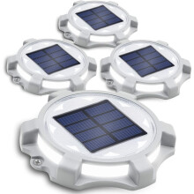 Siedinlar Solar Lights for Garden 12 LED Light Solar Decking Lights 2 Modes Solar Ground Lights Waterproof for Garden Dock Step Pathway 4 Pack (Cool