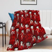 Betty Boop Blanket for Sofa Flannel Throw Soft Blankets Gift for Mon Size 50''x40'' (red 1)