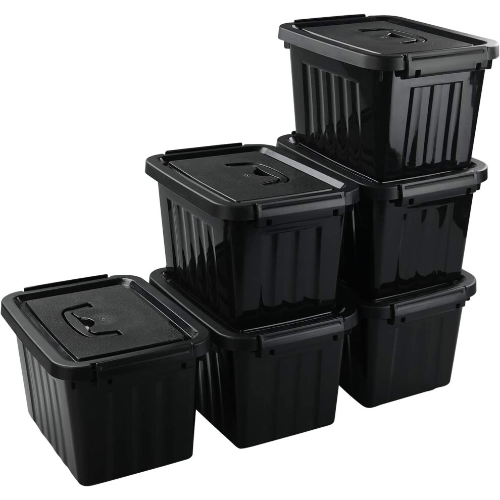 Uumitty 5 Quart Small Plastic Storage Box with Lid, Black, 6 Packs