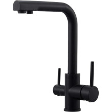 DT15K 3-Way Water Filter Tap - Matte Black, Stainless Steel Swivel Spout, 2 Outlets, Pure Drinking Water Kitchen Mixer