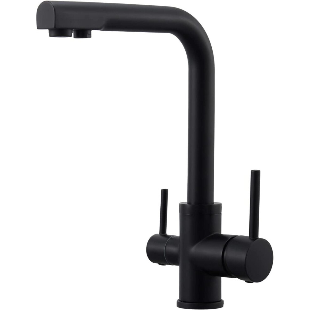 3 Way Water Filter Taps Stainless Steel Swivel Spout Pure Drinking Water Kitchen Sink Mixer Tap Matte Black, DT15K