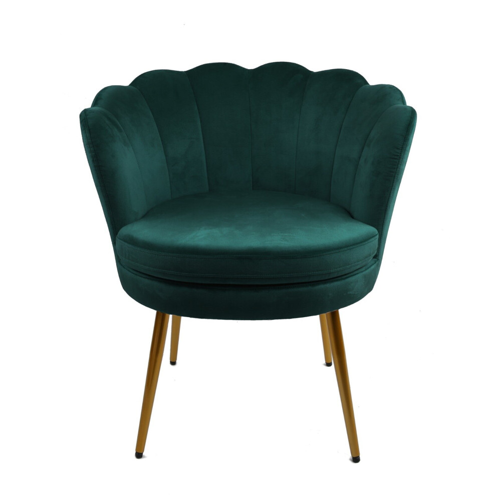 (Green) Flora - Velvet Accent Chair with Modern Floral