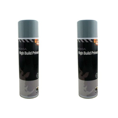 2 x Indasa Dark Grey One Pack High Build Acrylic Based Primer 500ml Aerosol