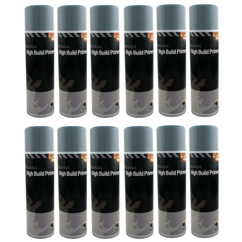 Indasa Grey 12 X One Pack High Build Acrylic Based Primer 500Ml Aerosol