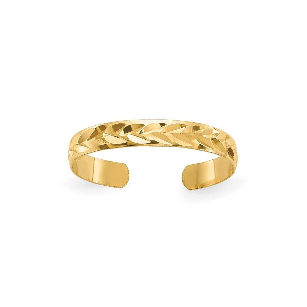 14K Yellow Gold Diamond-Cut Toe Ring