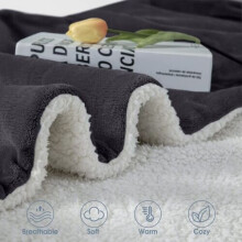 (GREY, King) SHERPA FLEECE BLANKETS THICK BLANKET SOFT WARM PLUSH THROW