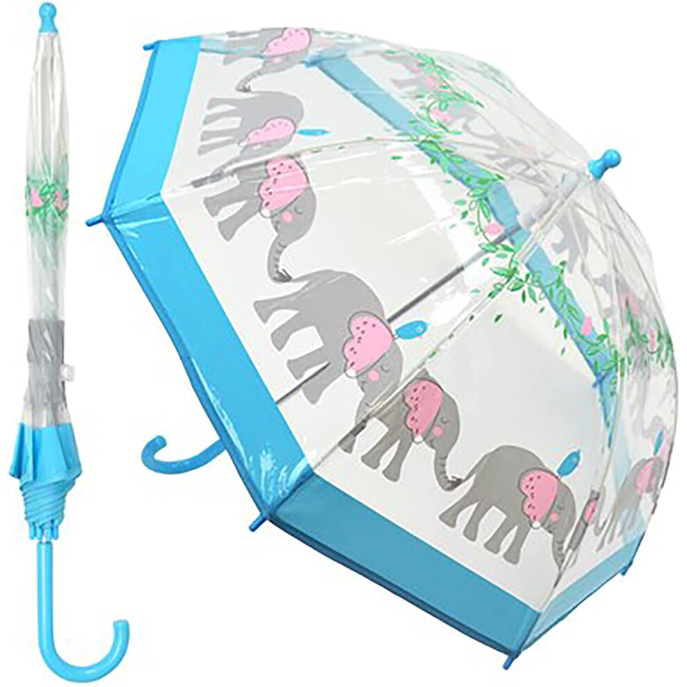 KAV Kids Transparent School Umbrella Boys and Girls-Design Parasol (Elephant)
